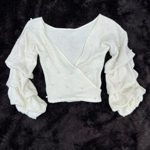 Sweater top with pearls